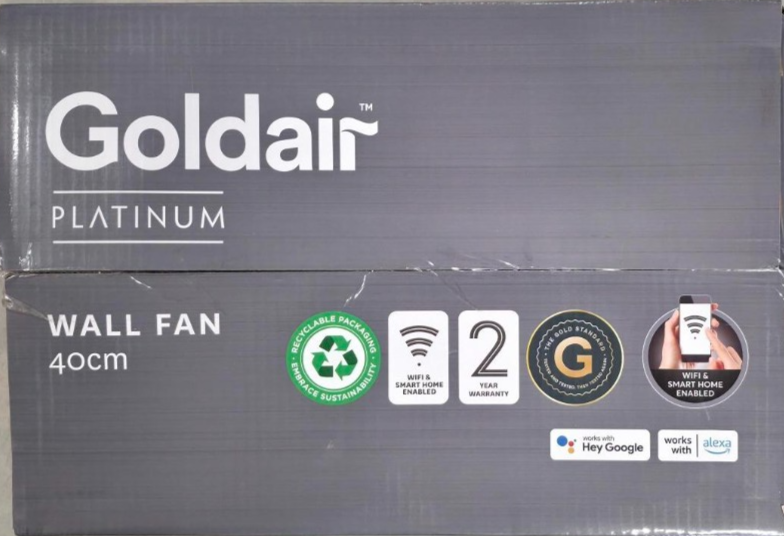 Goldair 40cm Wall Fan with Remote Control WiFi Smart Home Timer 3 Speed White