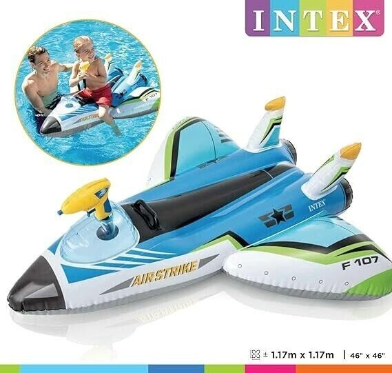 Intex Water Gun Plane Ride on Inflatable Pool Kids Float Raft Lounger Lounge Toy