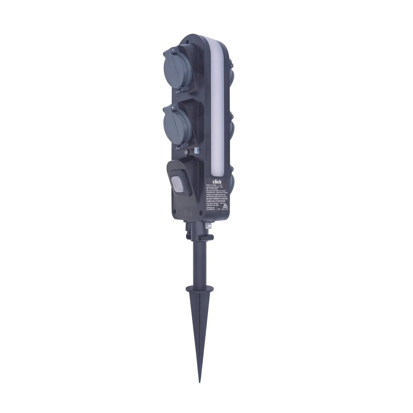 Click 5 Outlet Garden Stake Light with Sensor Yard Outdoor Powerboard IP55