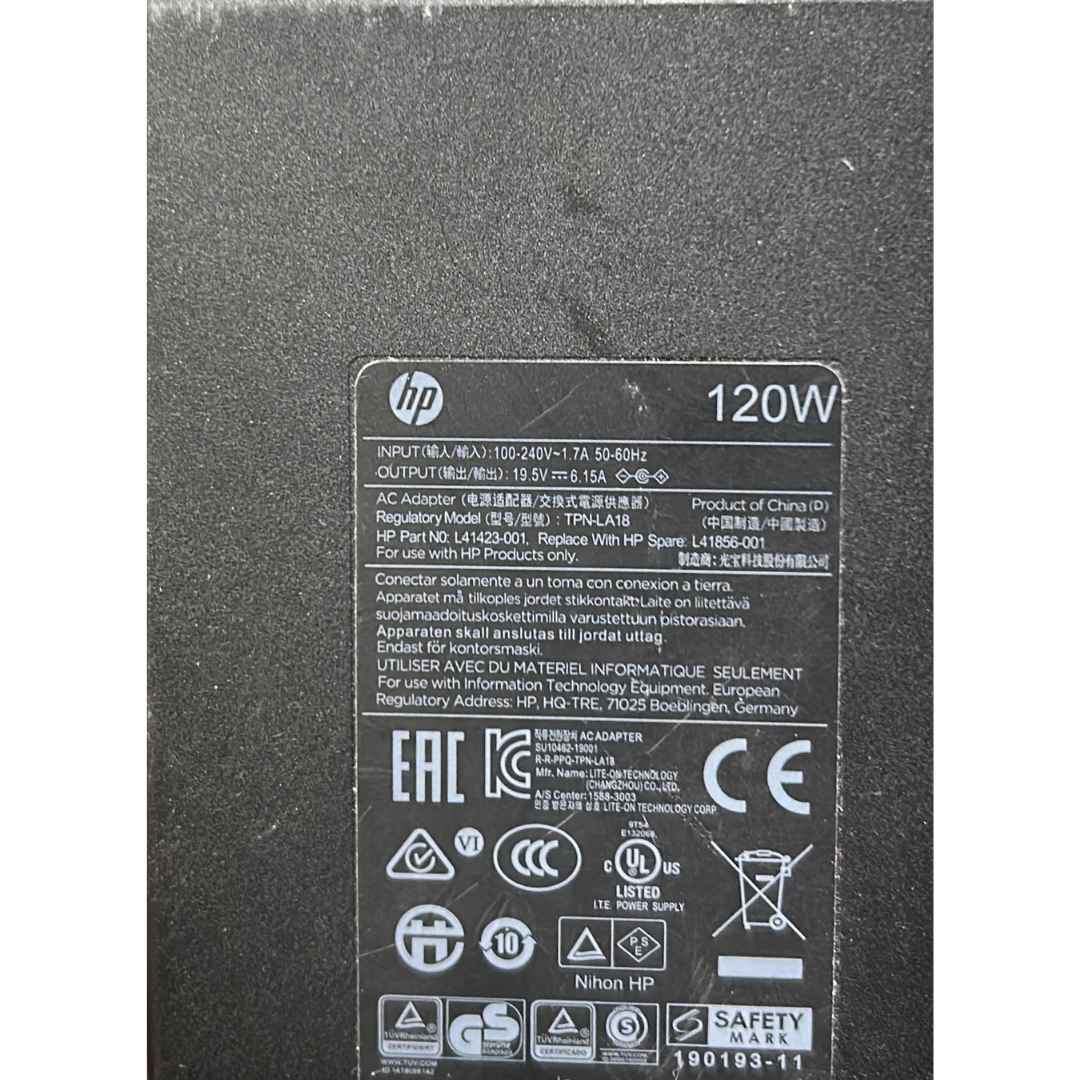 HP Power Laptop Adapter Charger TPN-LA18 120W 19.5V 6.1A L41856-001 Blue tip
