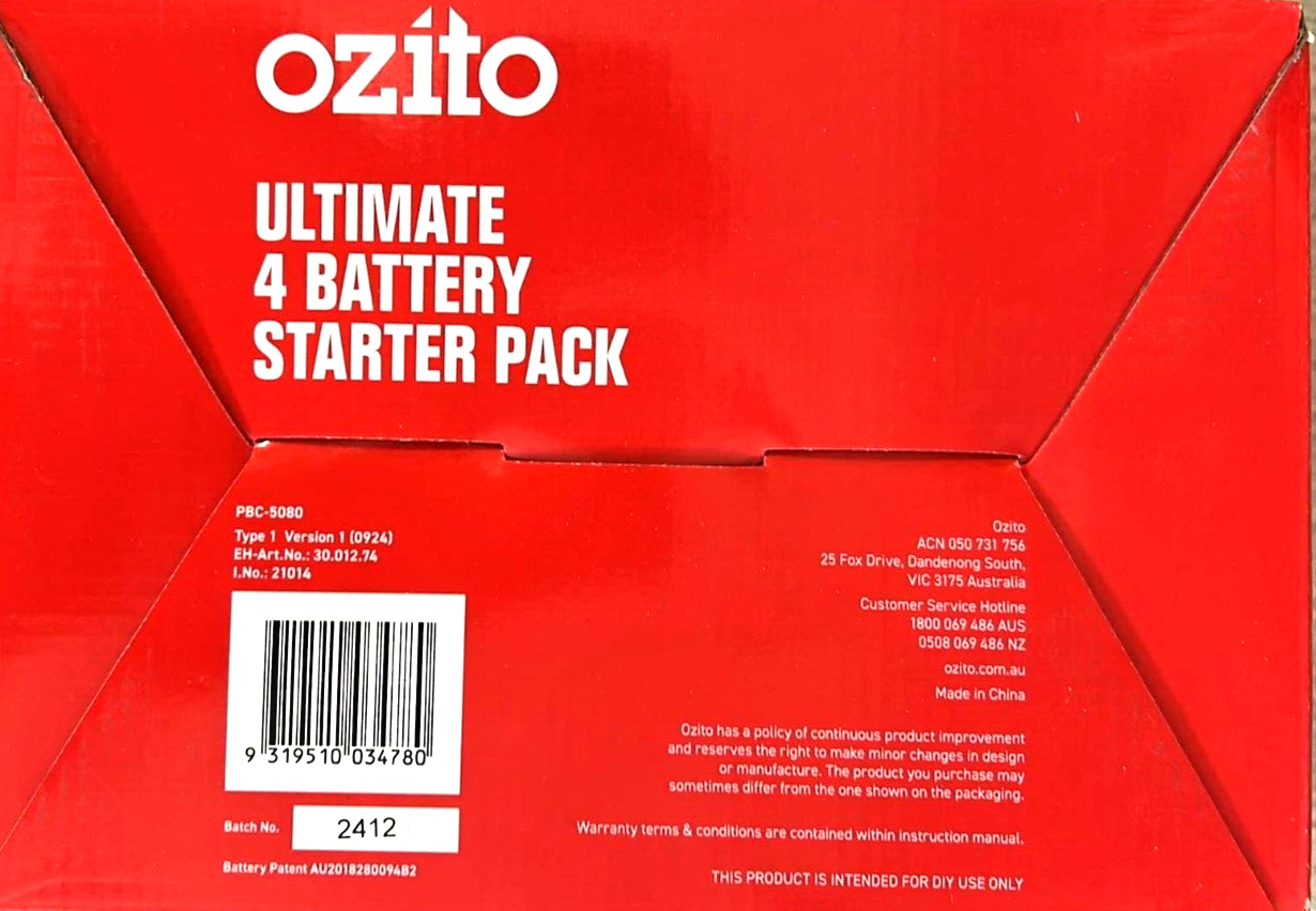 Ozito 18V Battery and Charger Pack Replacement 2.5Ah 4.0 AH Fast Charging
