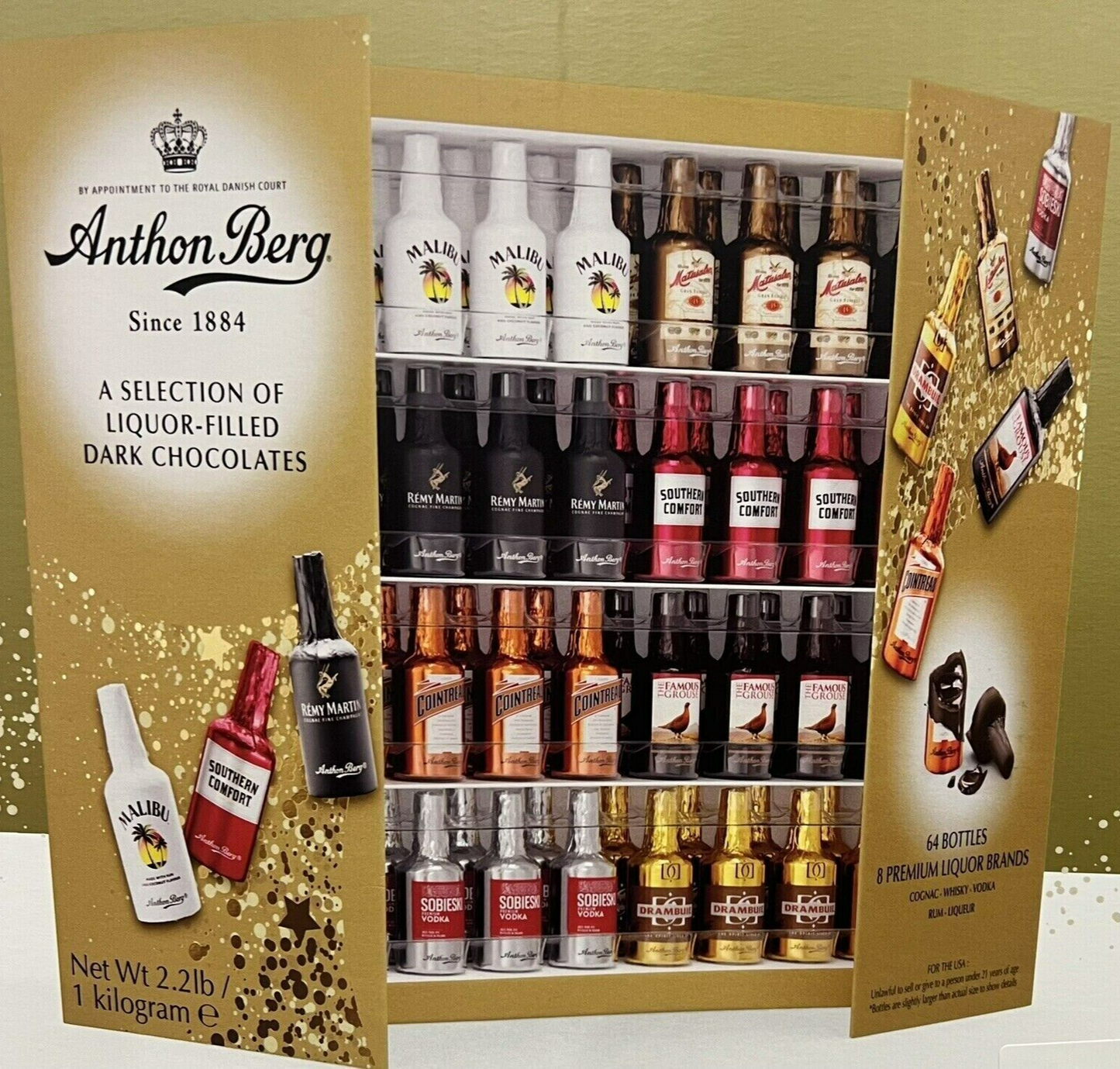 Anthon Berg Liquor Chocolate Dark 64 Pieces 1kg Bulk Gift Box