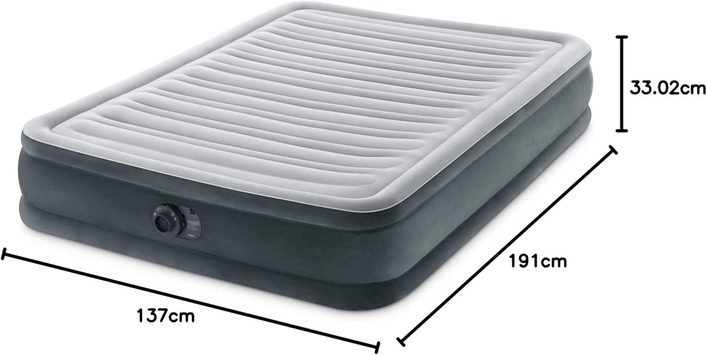 Intex Double Air Bed Deluxe Inflatable Camping Mattress Inbuilt Pump 33cm