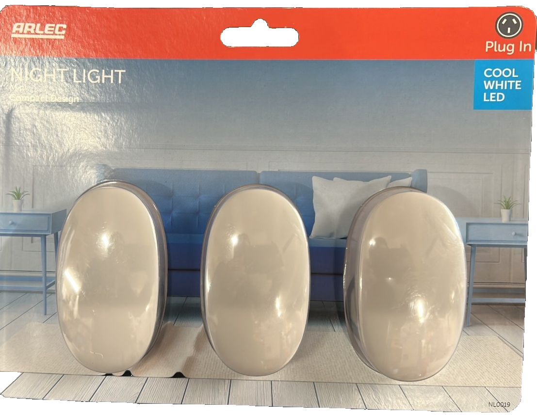 Arlec Mini Plug in Nightlight Bedroom Stairs Hallway Led Night Light 3 Pack