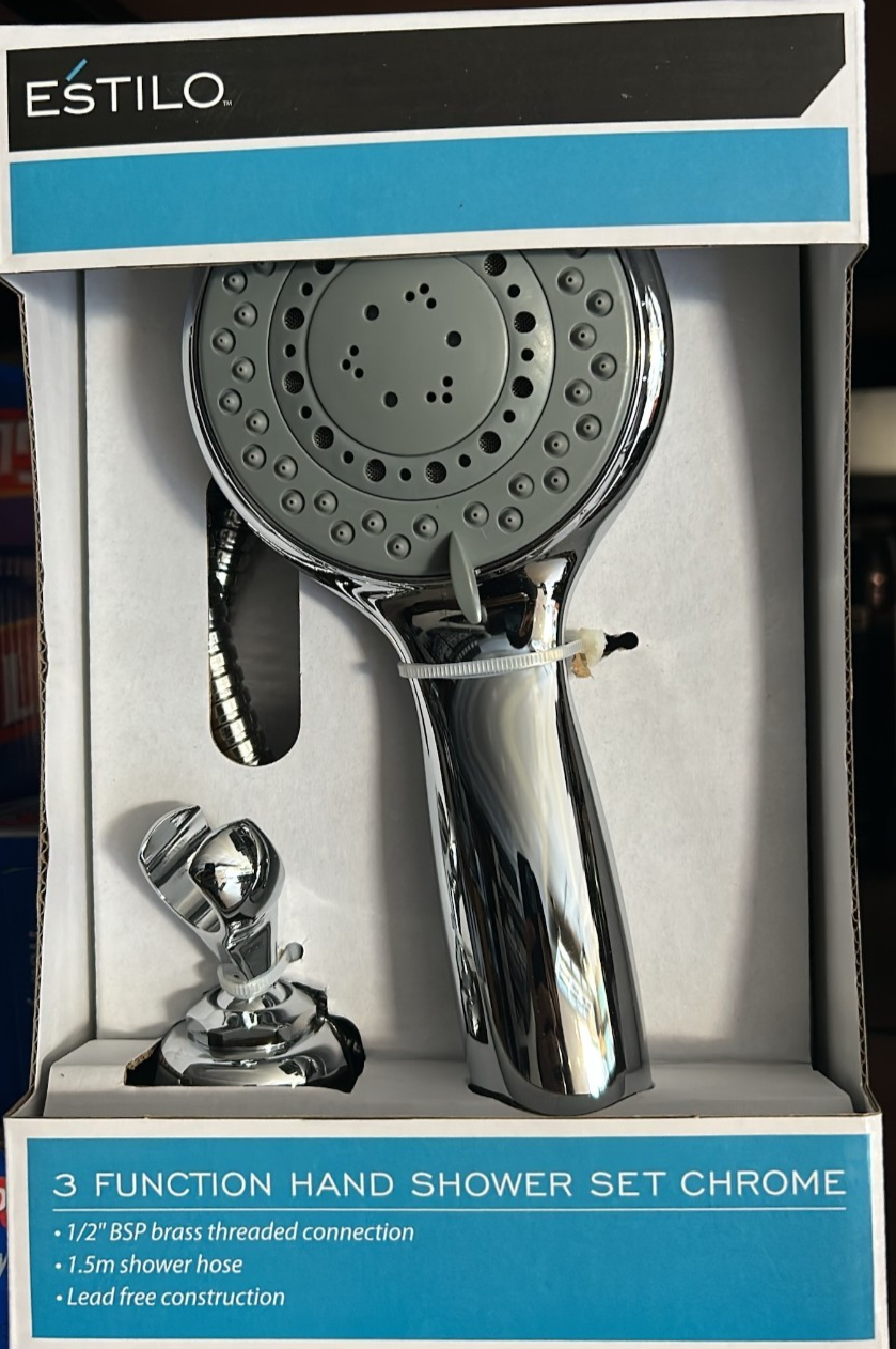 Estilo Chrome 3 Function Hand Shower Connector Set Adjustable WELS 3 Star Rated