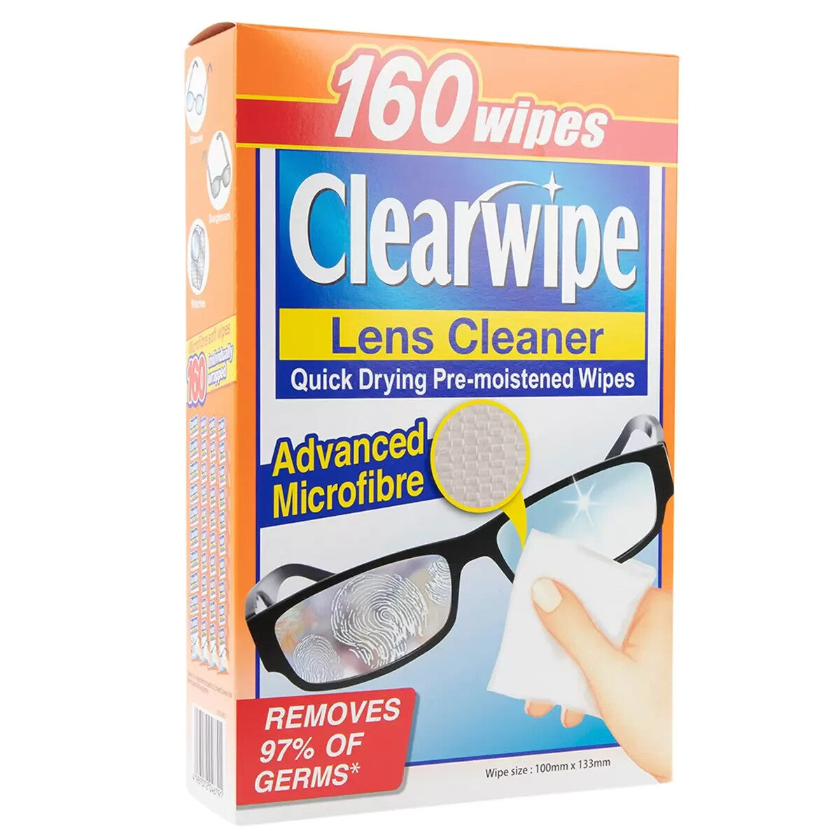 Clearwipe Lens Cleaner Soft Microfibre Clean Tablets Glasses Wipes 160 Pack
