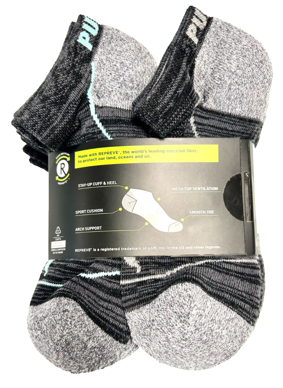 Puma Women's Repreve Athletic Sock Low Cut Sport Socks Size 9-11 BLack 12 Pairs