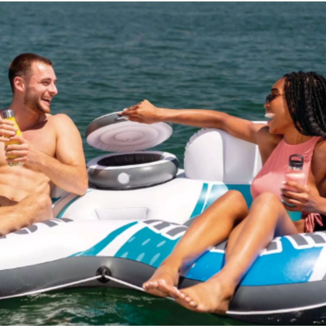 Intex Inflatable Skye River Run II Swimming Pool Lounge 2 Person Floating Cooler