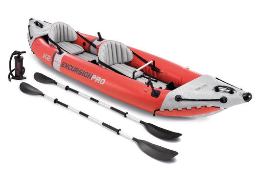 Intex Excursion Pro K2 Inflatable Kayak Canoe River Lake Boat Water Sport Oars