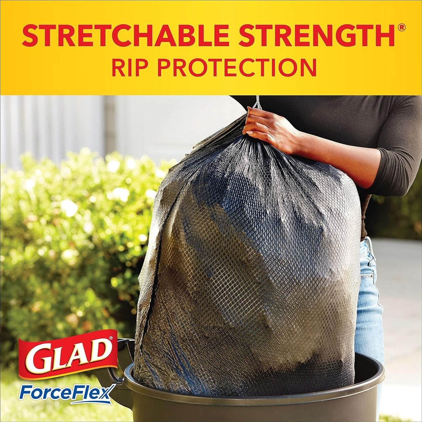 Glad Forceflex Trash Bags Heavy Duty Stretchable Large Rubbish Bag 25 Bags