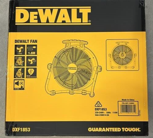 Dewalt Drum Fan Jobsite 3-Speed Adjustable Tilt Angle Workshop with Handle