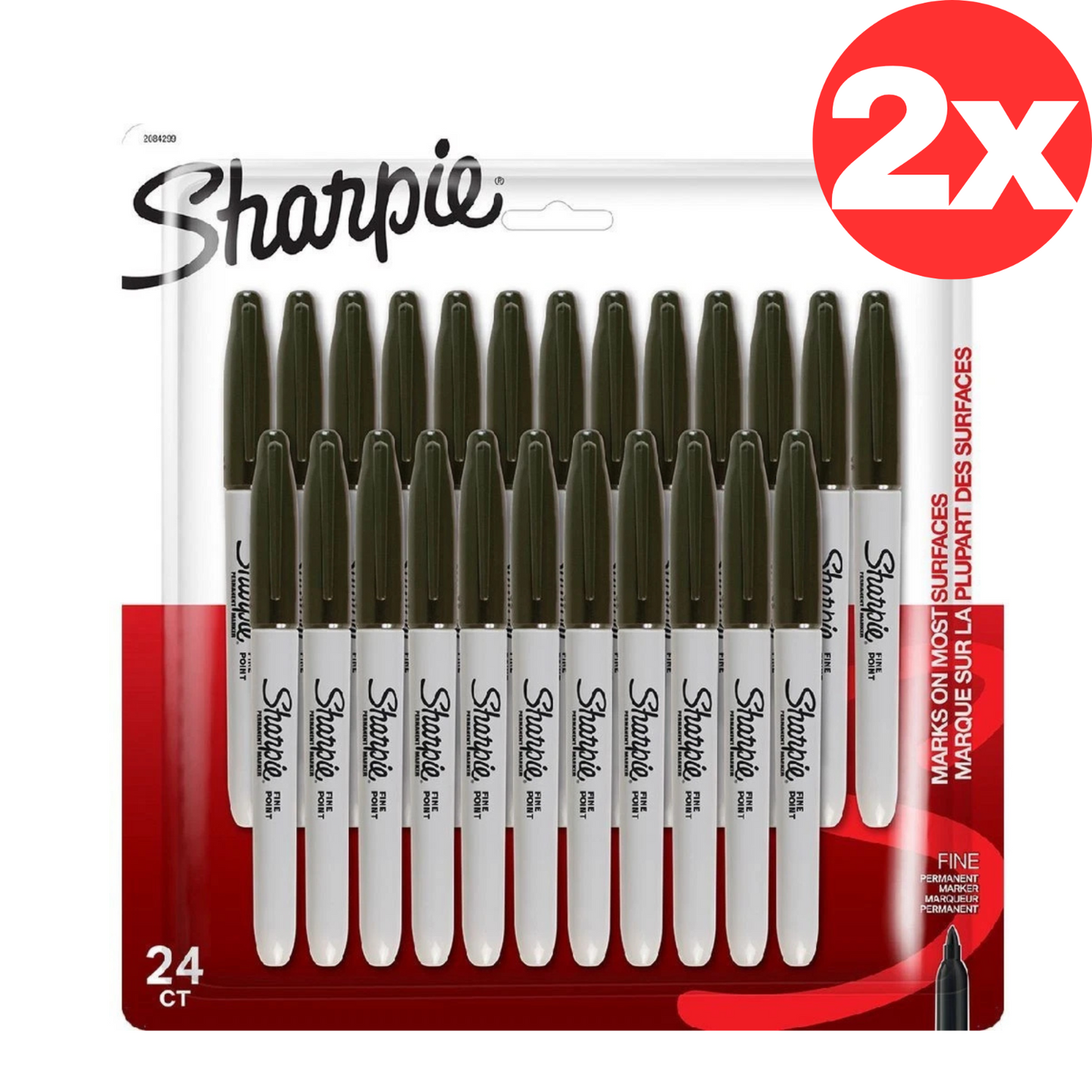 2 x 24 Sharpie Markers Fine Point Black Permanent Marker Sharpies Pen Writing