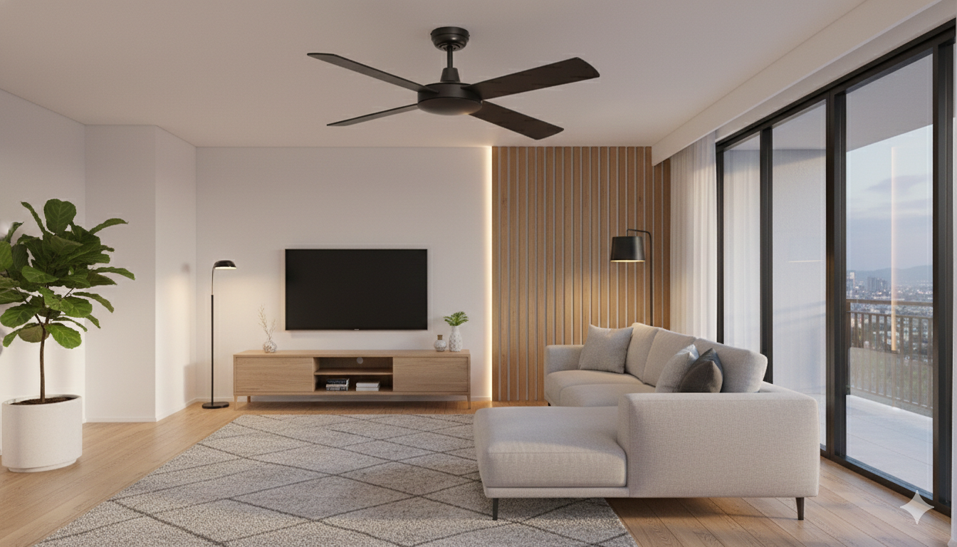 Mercator Grange 132cm Ceiling Fan 52" 4 Blade DC Black 3 Speed