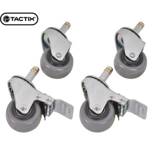 Tactix Castor Wheel Set  Swivel Heavy Duty Storage Crate Wheels 4 Pack