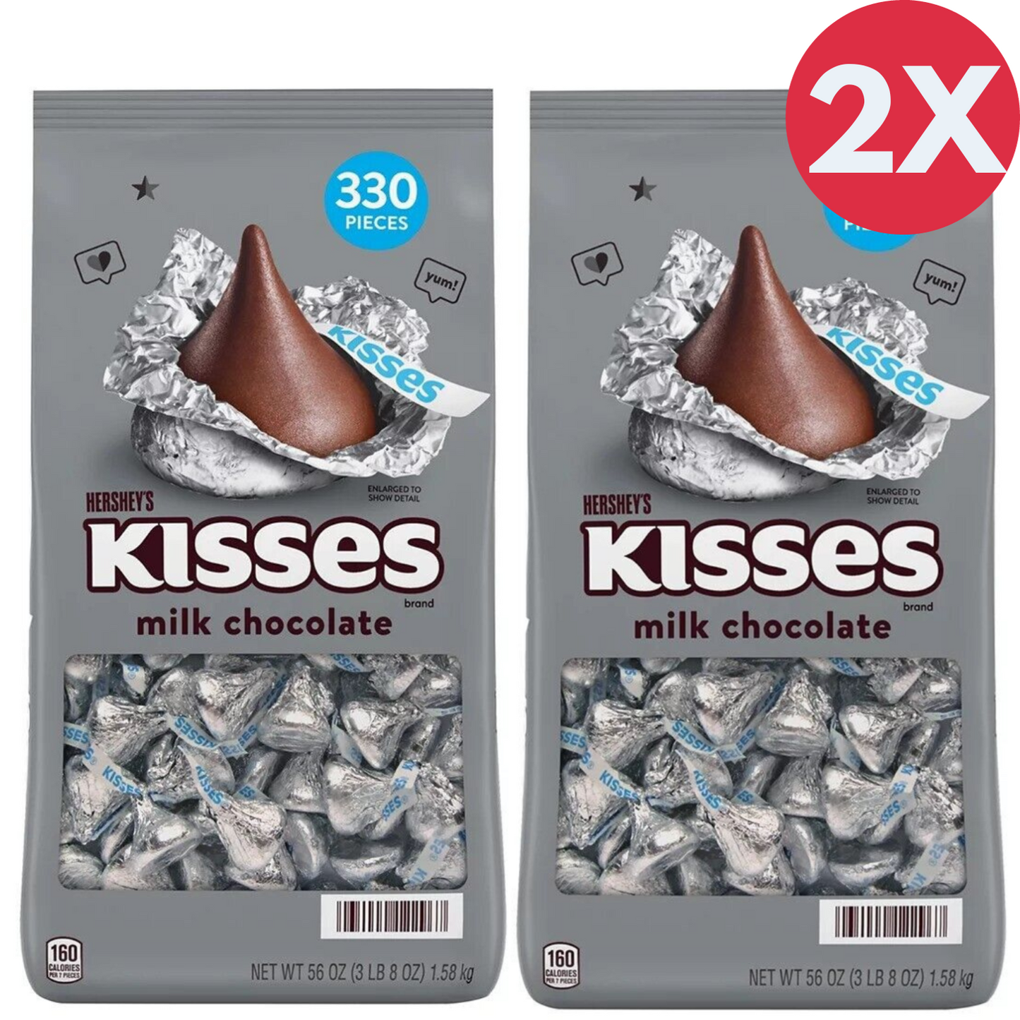 2x Hershey's Kisses Milk Chocolate Hersheys Bulk Wrapped Sweets 660 PCs