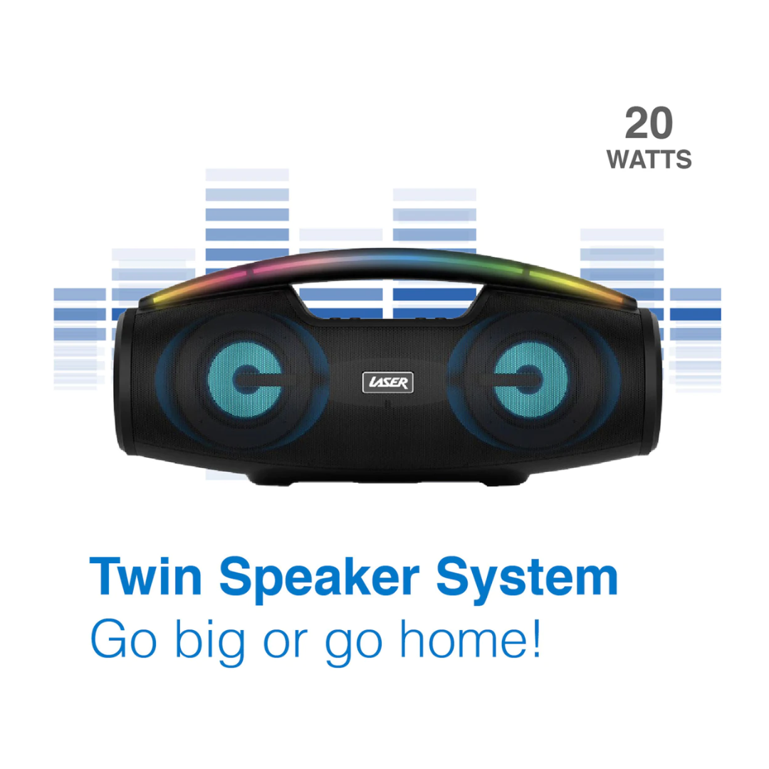 Laser Bluetooth Speaker Portable Rechargeable Party Boombox LED Lights USB AUX