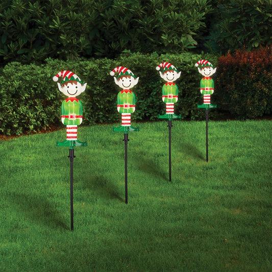 Lytworx Elf Stake LED Lights Warm White Solar Powered Xmas Decoration 4 Pack