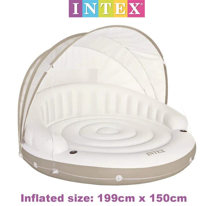 Intex Canopy Inflatable Pool Island Float Lounge Mattress Sun Shade 199x150cm