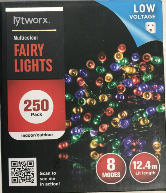 Lytworx Christmas Lights 250 Multicolour LED Buds Fairy String Decoration 12.4m