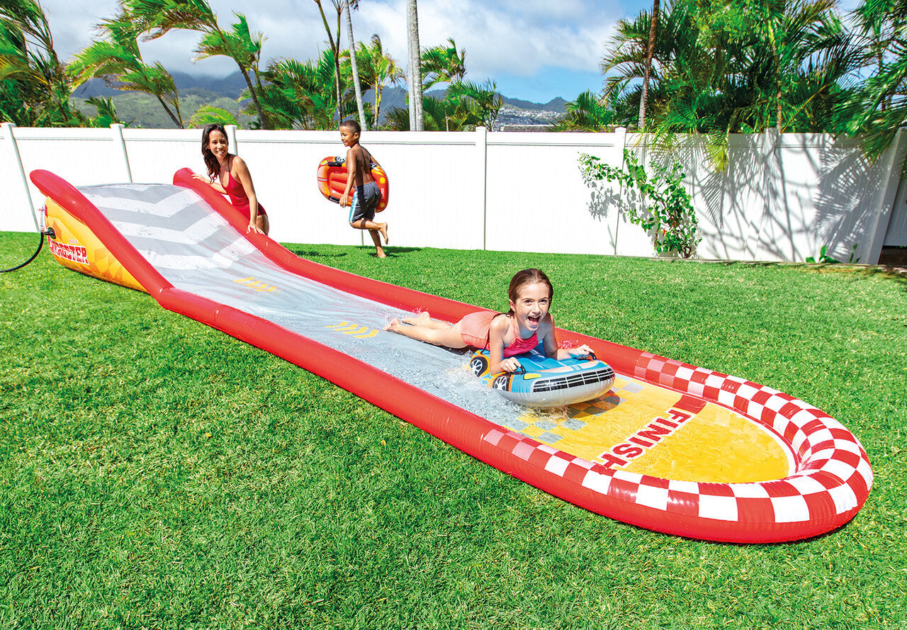 Intex Inflatable Water Slide Racing Ramp Kids Play Centre Outdoor Slip Toy Fun