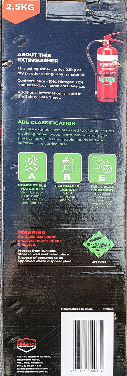 FirePro 2.5kg Fire Extinguisher Dry Powder Car Boat Home Caravan Pro W/ Bracket