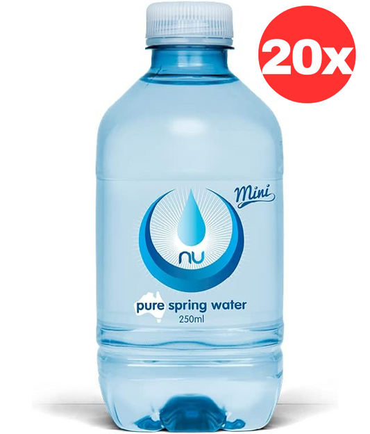 Nu-Pure Australian Pure Spring Water 20 x 250ML Mini Bottle Drink Bulk Pack