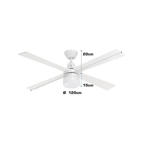 Arlec Ceiling Fan Clipper LED Light 4 Blade 120cm White 240V