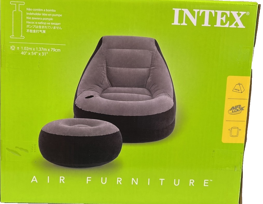 Intex Ultra Lounge Ottoman Set Inflatable Sofa Couch Chair Seat Footrest Relax