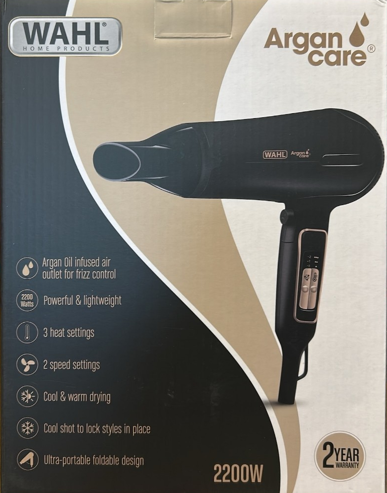 Wahl Argan Care Hair Dryer Styling Blower Hairdryer Heater Foldable Blow Dry