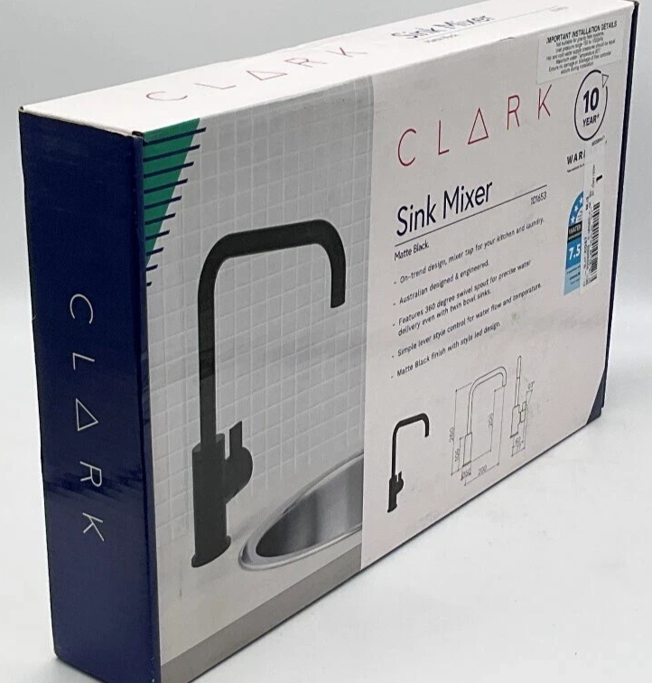 Caroma Clark Blade Sink Basin Mixer Matte Round Swivel Spout Outlet WELS