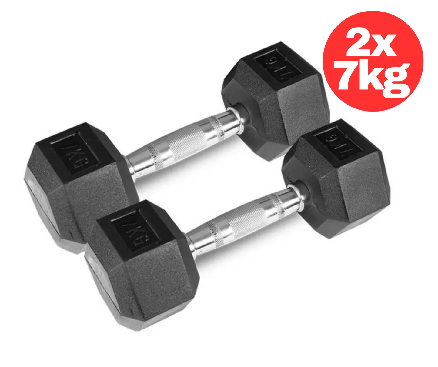 7KG Rubber Hex Dumbbell Fitness Home Gym Exercise Equipment Weight Set Pair