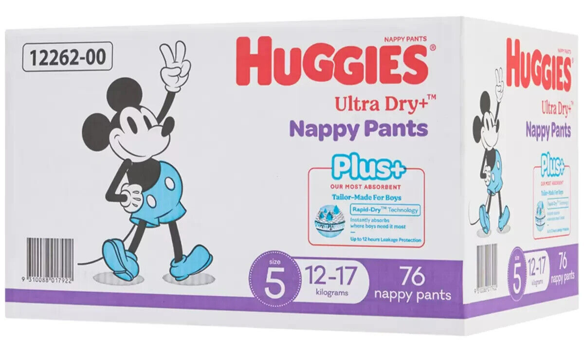 Huggies Nappies  Size 5 Boys Ultra Dry Pants Plus 76 Disposable Diaper Pants