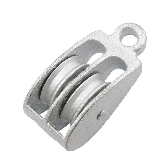 Zenith 50mm Galvanised Double Awning Pulley Wire Rope Lifting Crane Puller Steel