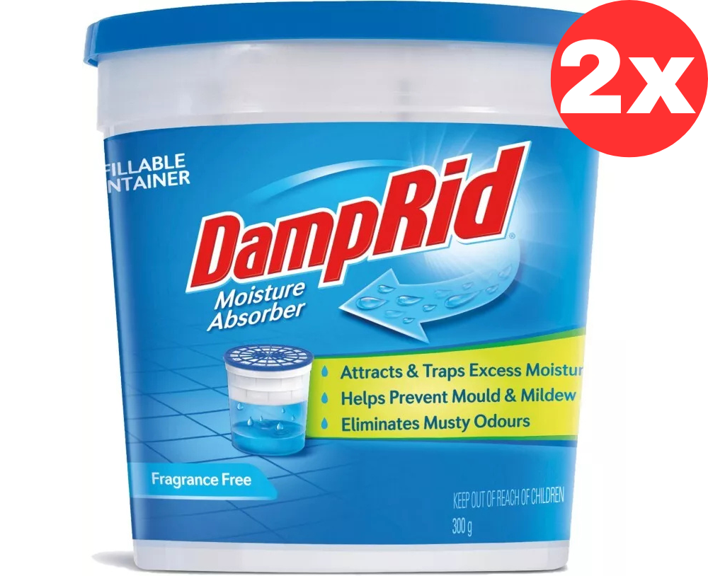 2x DampRid 300g Refillable Moisture Absorber Dehumidifier Mould Musty Odor