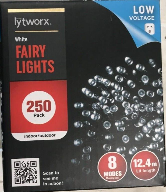 2x Lytworx 250 White LED Fairy Lights Christmas String Light Decoration 12.4m