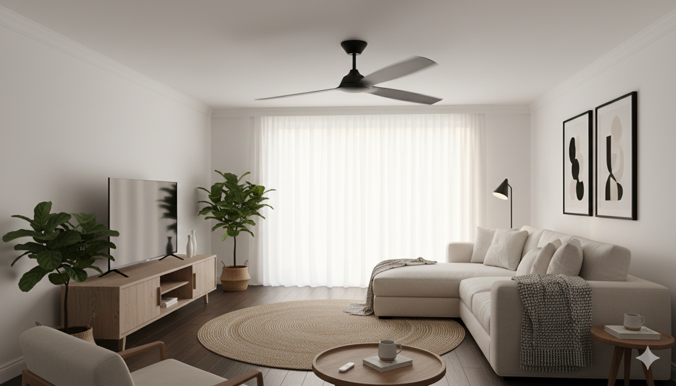 Mercator Samos 132cm Ceiling Fan 52" 3 ABS Blade AC Wall Control Black
