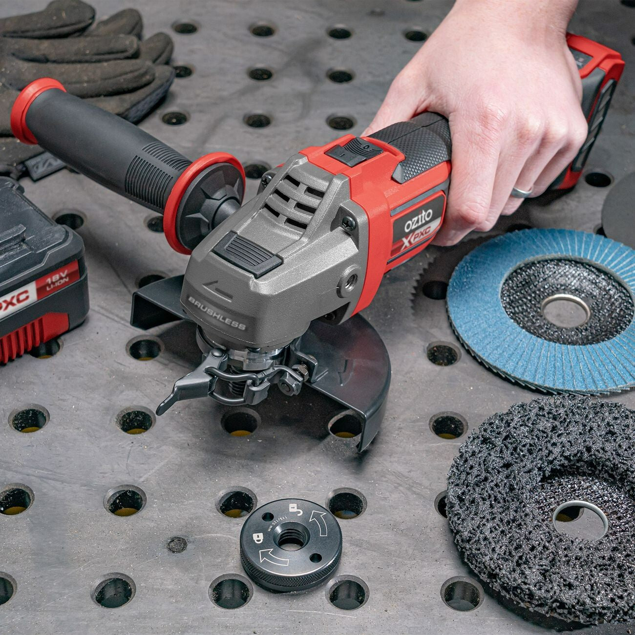 Ozito PXC 125MM Angle Grinder Brushless Variable Speed Cutter Tool 18V SKIN ONLY