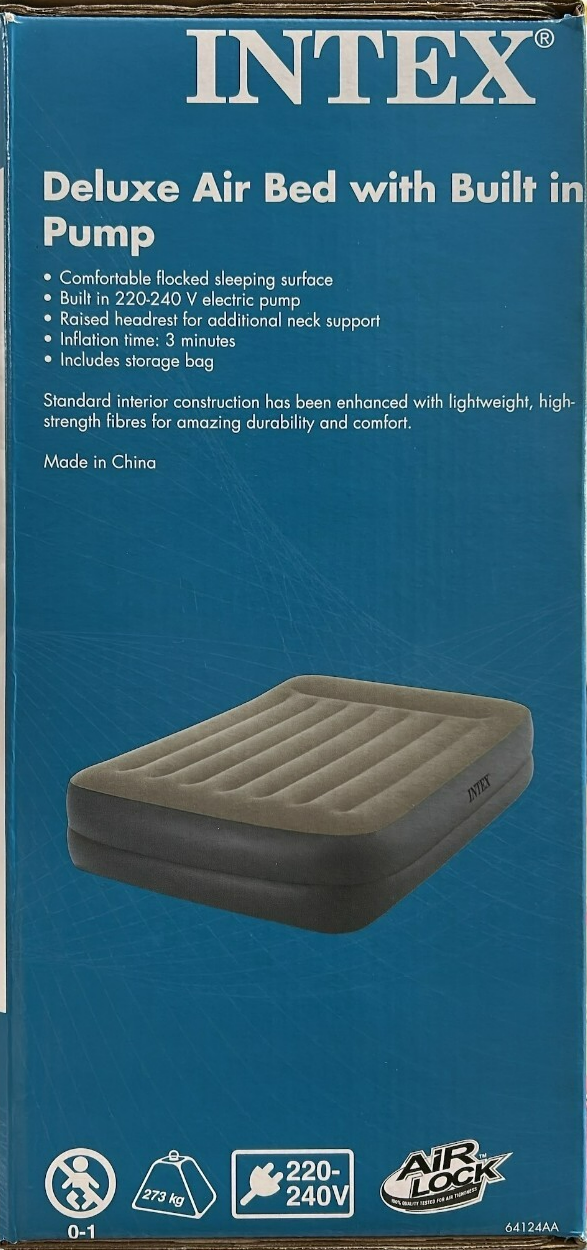 Intex Dura-Beam Inflatable Mattress Standard Deluxe Air Bed with Built in Pump
