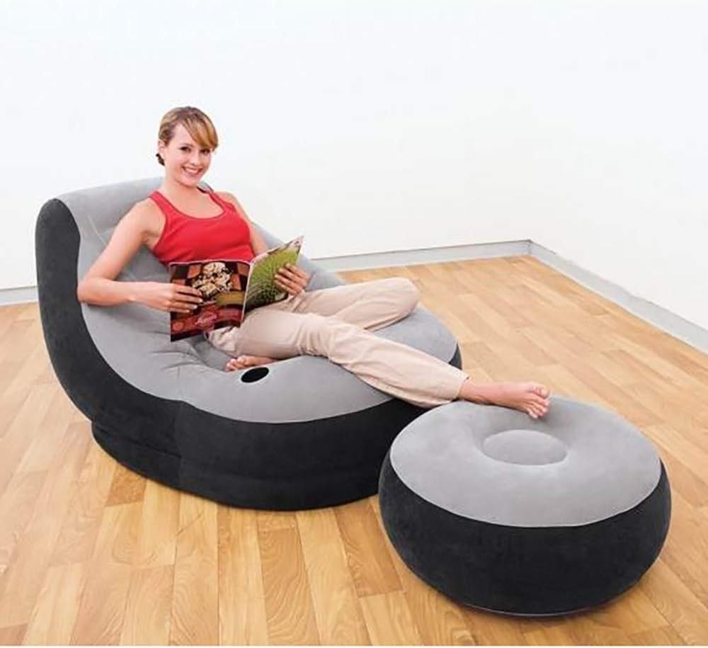 Intex Ultra Lounge Ottoman Set Inflatable Sofa Couch Chair Seat Footrest Relax