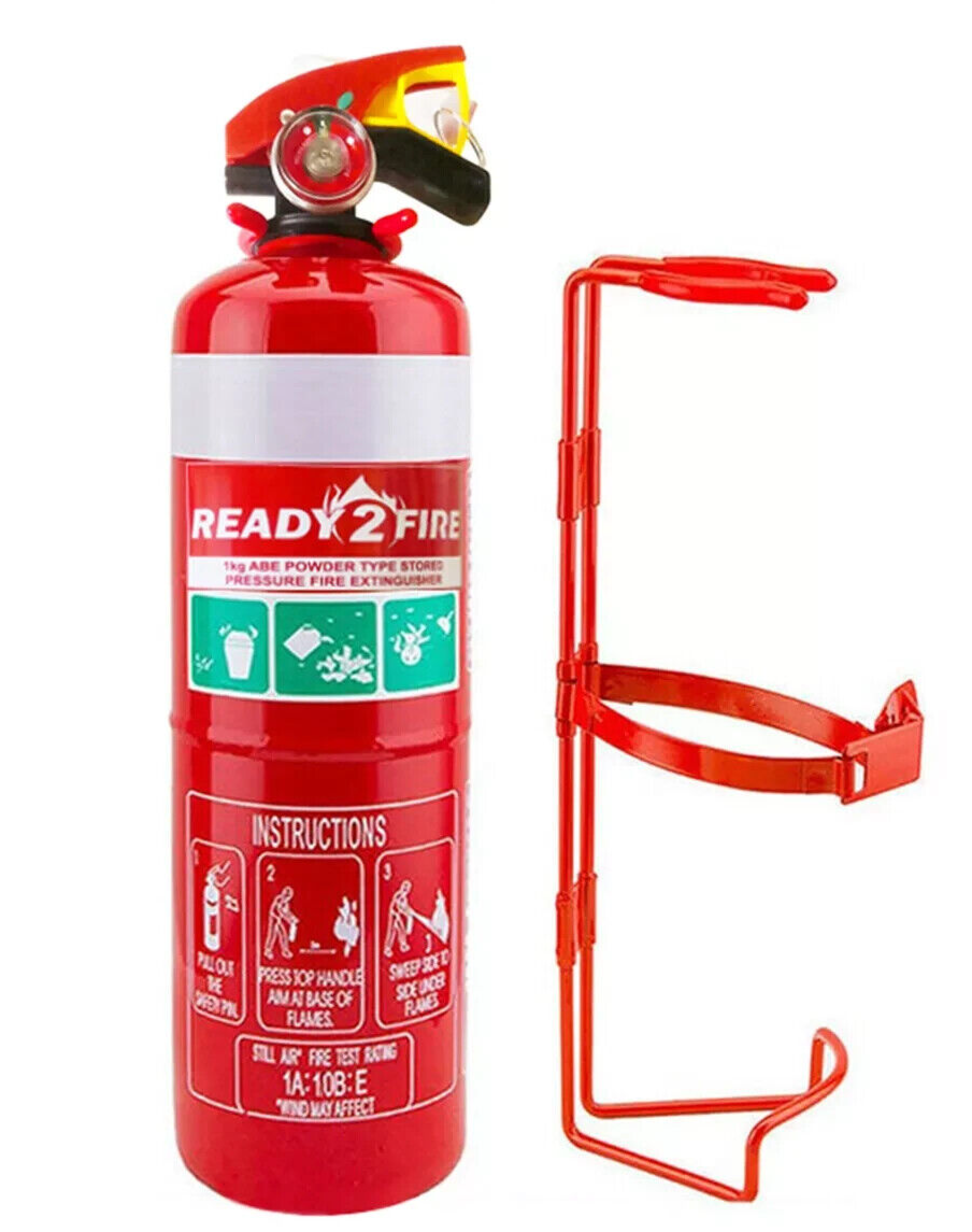 2x Ready 2 Fire Extinguisher 1kg ABE Dry Powder Car Boat Home Caravan Pro