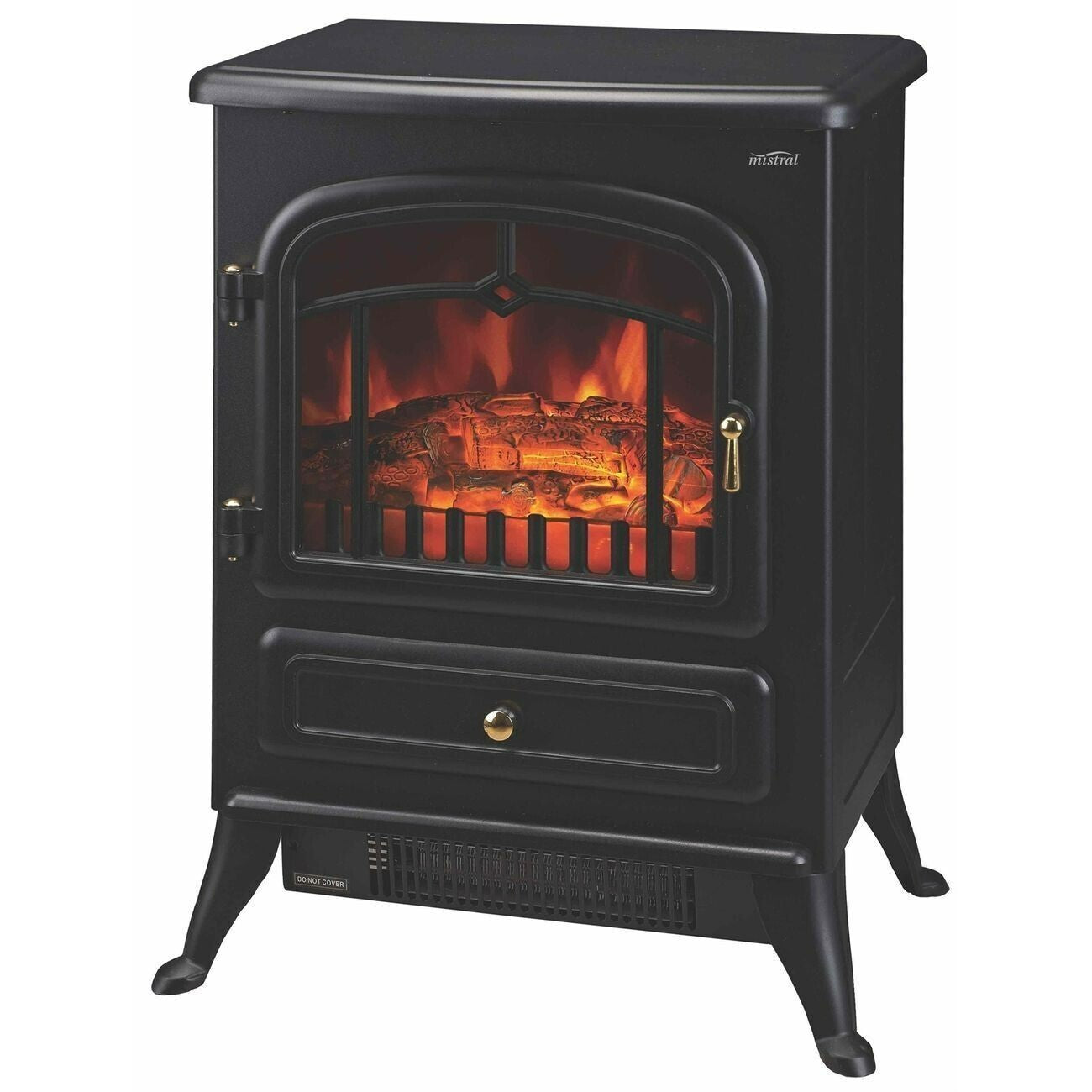 Mistral Electric Heater Fireplace Flame Effect Portable Free Standing 1800W