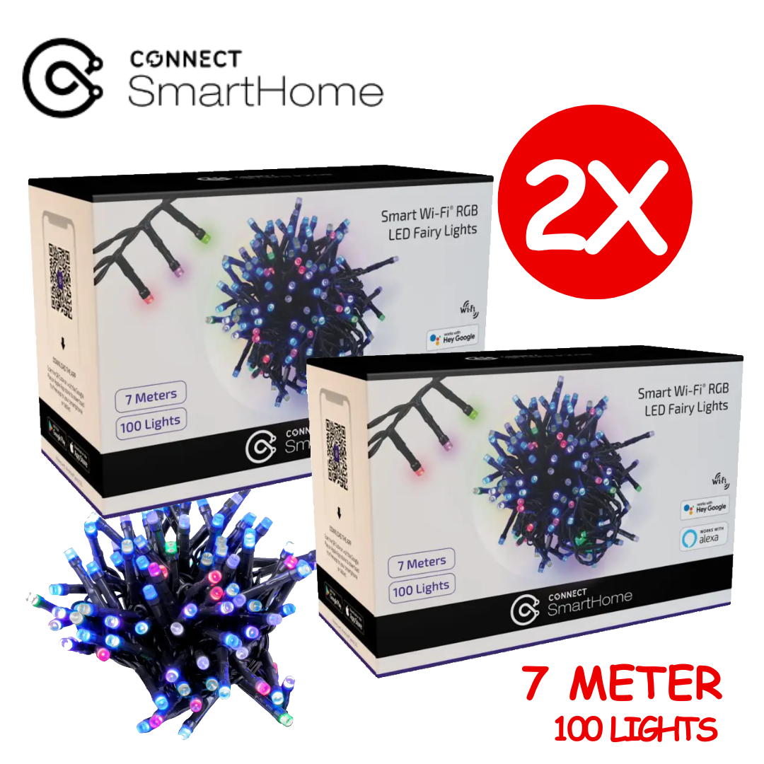 2X Laser Smart Fairy Lights WiFi 100 LED String Wired Garden Google Alexa