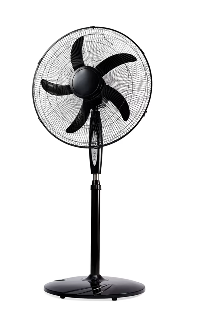 50cm Black Pedestal Fan with Remote Control Tilt Adjustable Oscillating 5 Blades