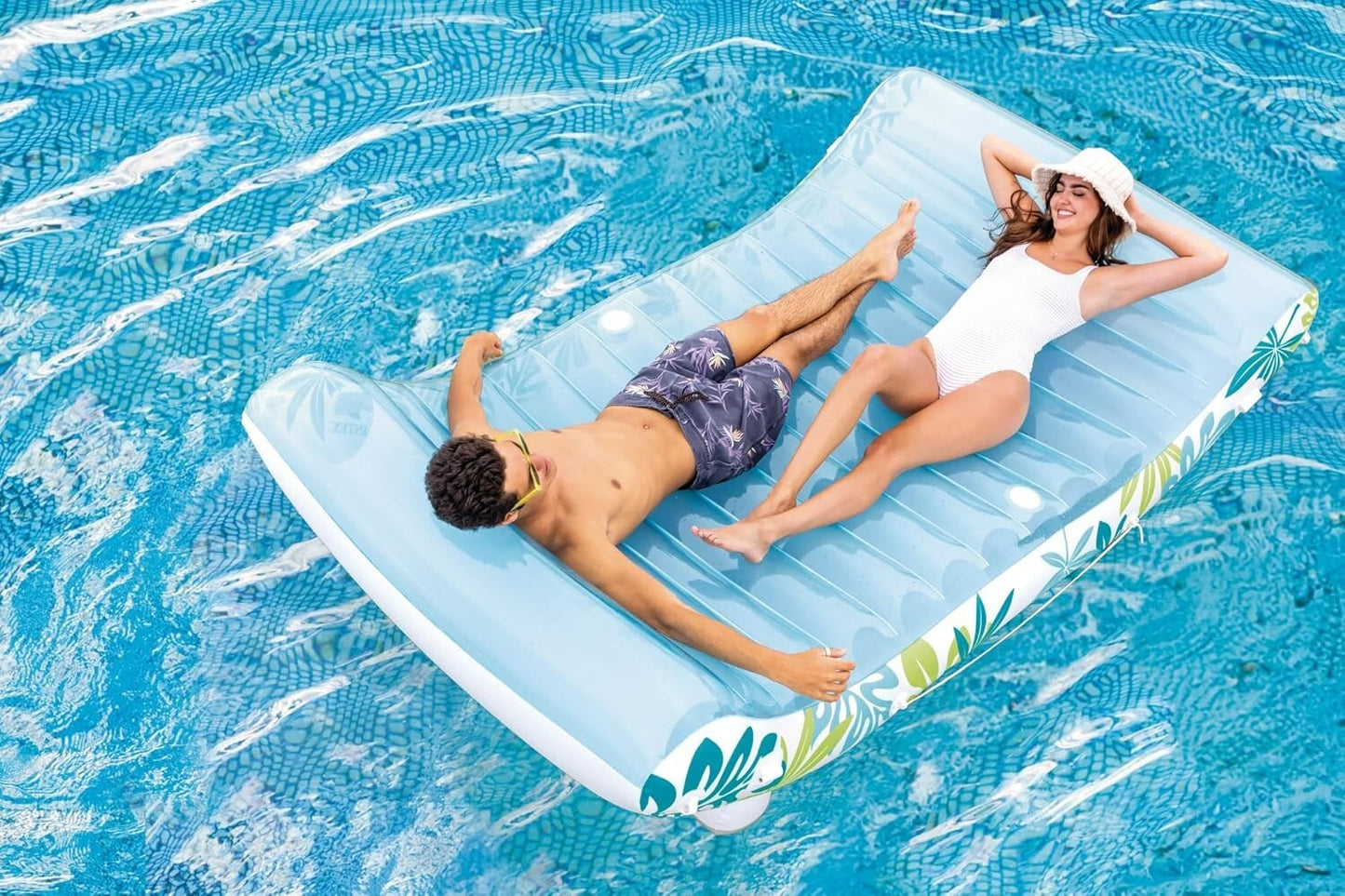 Intex Inflatable Tropical Canopy Lounge Float Two Person Swimming Pool Bed
