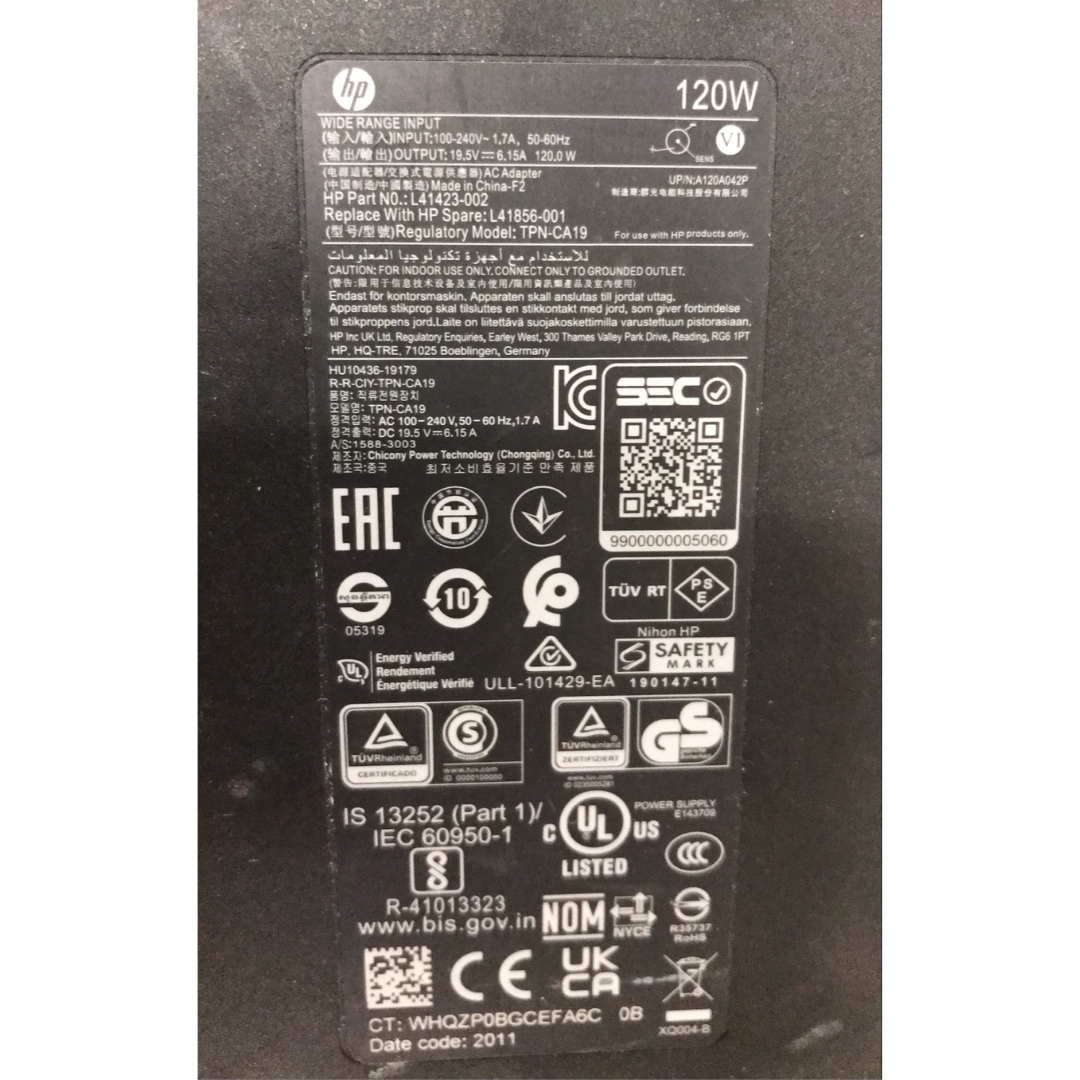 HP Laptop Charger GenuineTPN-CA19 Power Adapter 120W Wide Range Input L41423-002