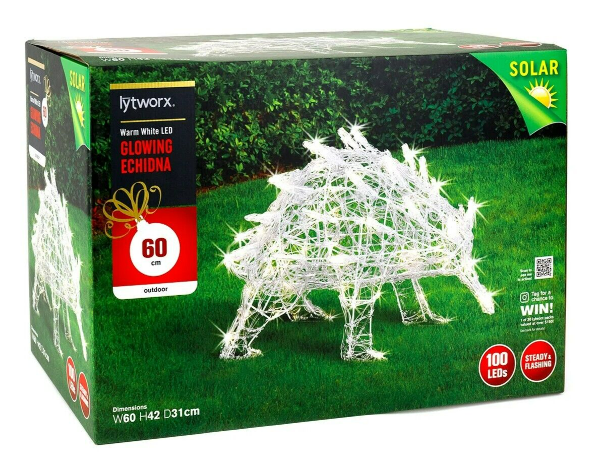 Lytworx Glowing Echidna Statue Warm White LED Solar Powered Xmas Decor Outdoor