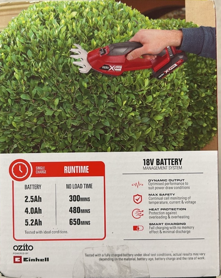 Ozito Grass Shear and Hedge Trimmer Lawn Edge PXC 18V 2.5Ah Battery PGSK-2518
