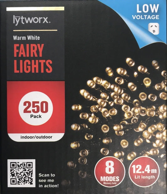 Lytworx Christmas Lights 250 Buds Warm White LED Fairy String Decoration 12.4m