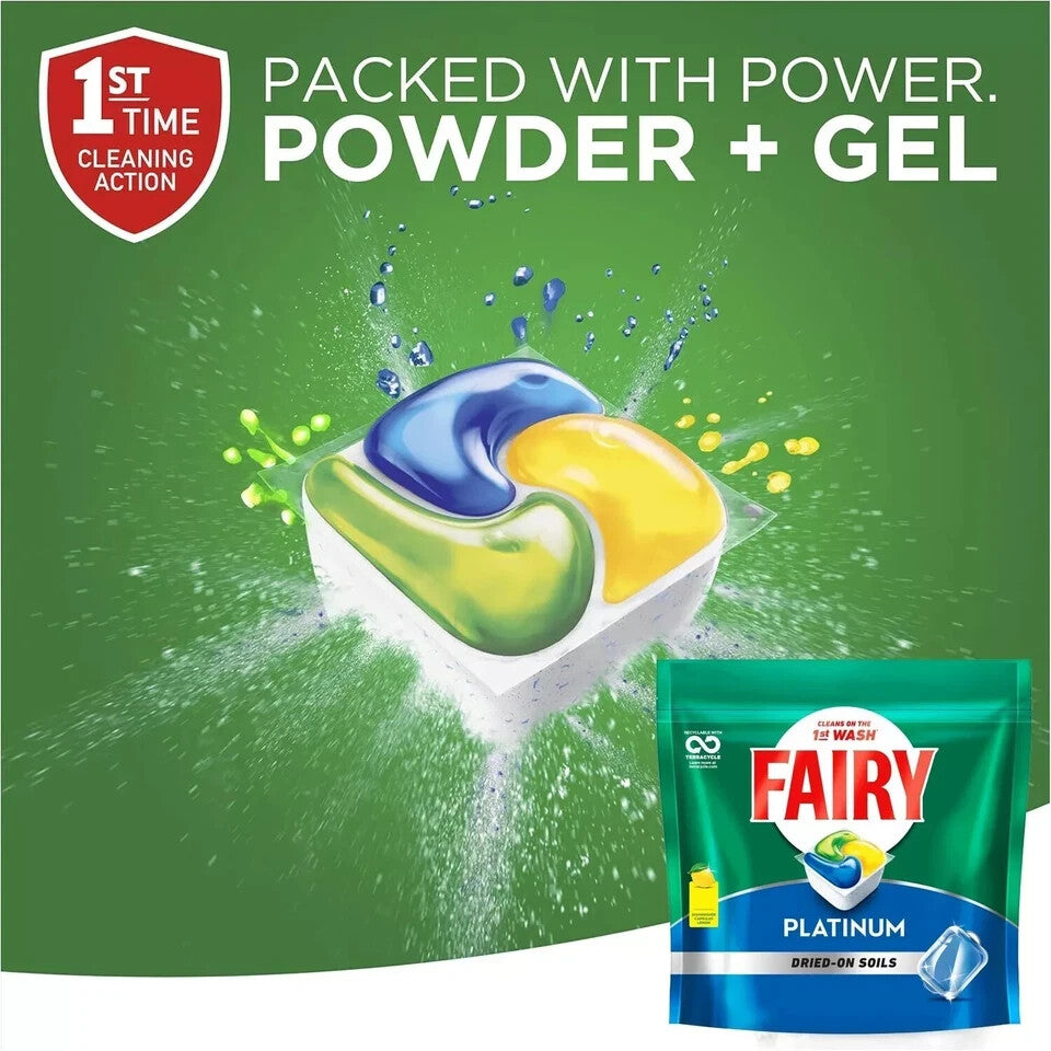 Fairy Platinum Automatic Dishwasher Tablet Capsules 113 Pack Lemon Scented