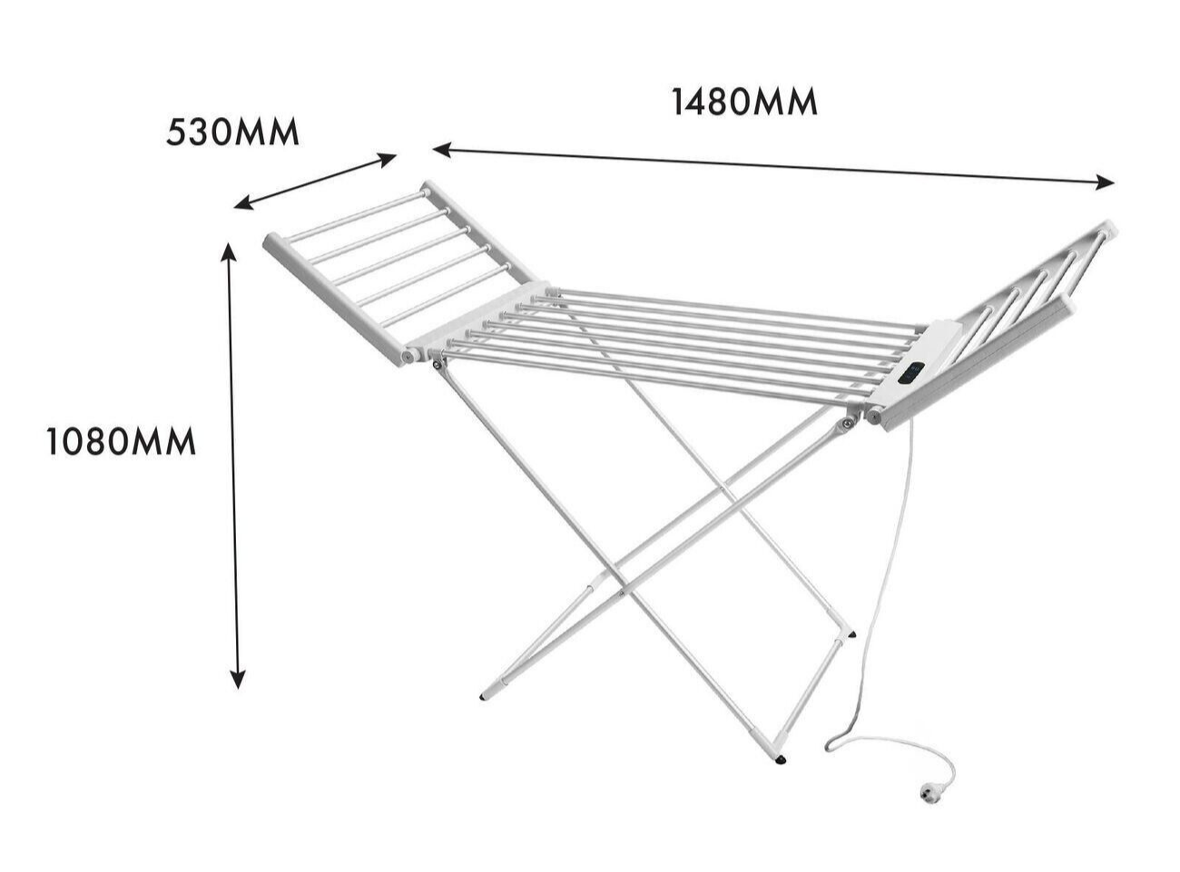 Living Elements Winged Electric Heated Clothes Airer Aluminium Garments Rack